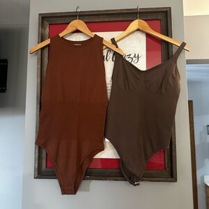 Women's Brown Ribbed Sleeveless Bodysuit - Unbranded NEVERWORN